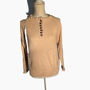 Darling Neutral Ruffle Detailed Sweater Size S